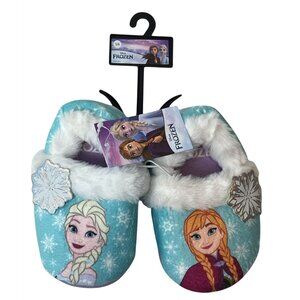 Disney Frozen Girls Slippers Size 5/6 Elsa Anna Plush House Shoes Blue